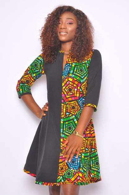 ENIOLA AFRICAN TWO-TONE PRINT DRESS