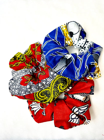 AFRICAN Print Scrunchies (Pack of 3 designs) - Hair Accessories - Medium multi colours.