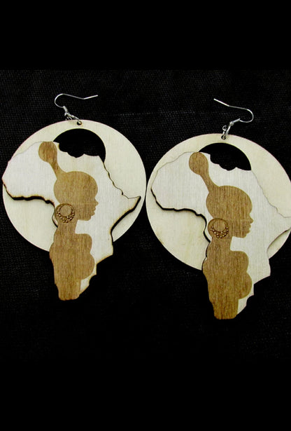 AFRICAN Inspired Earrings - African Woman with Beads Earrings