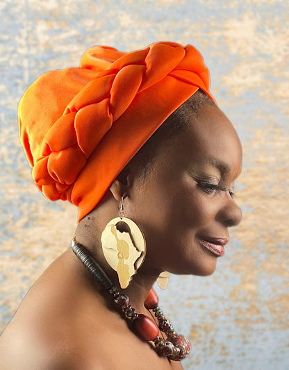 Orange Roped Twist Turban