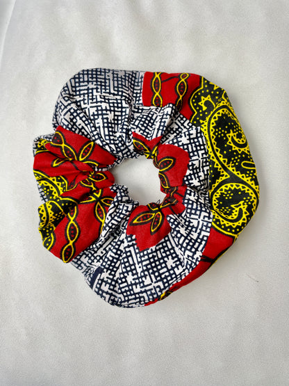 AFRICAN Print Scrunchies - Hair Accessories - Medium Red and Gold