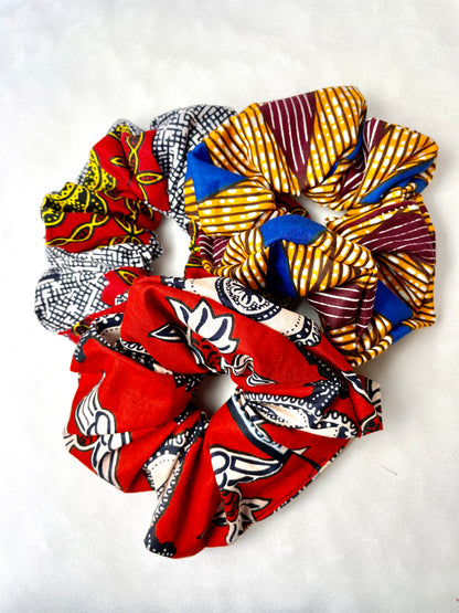 AFRICAN Print Scrunchies (Pack of 3 designs) - Hair Accessories - Medium multi colours.