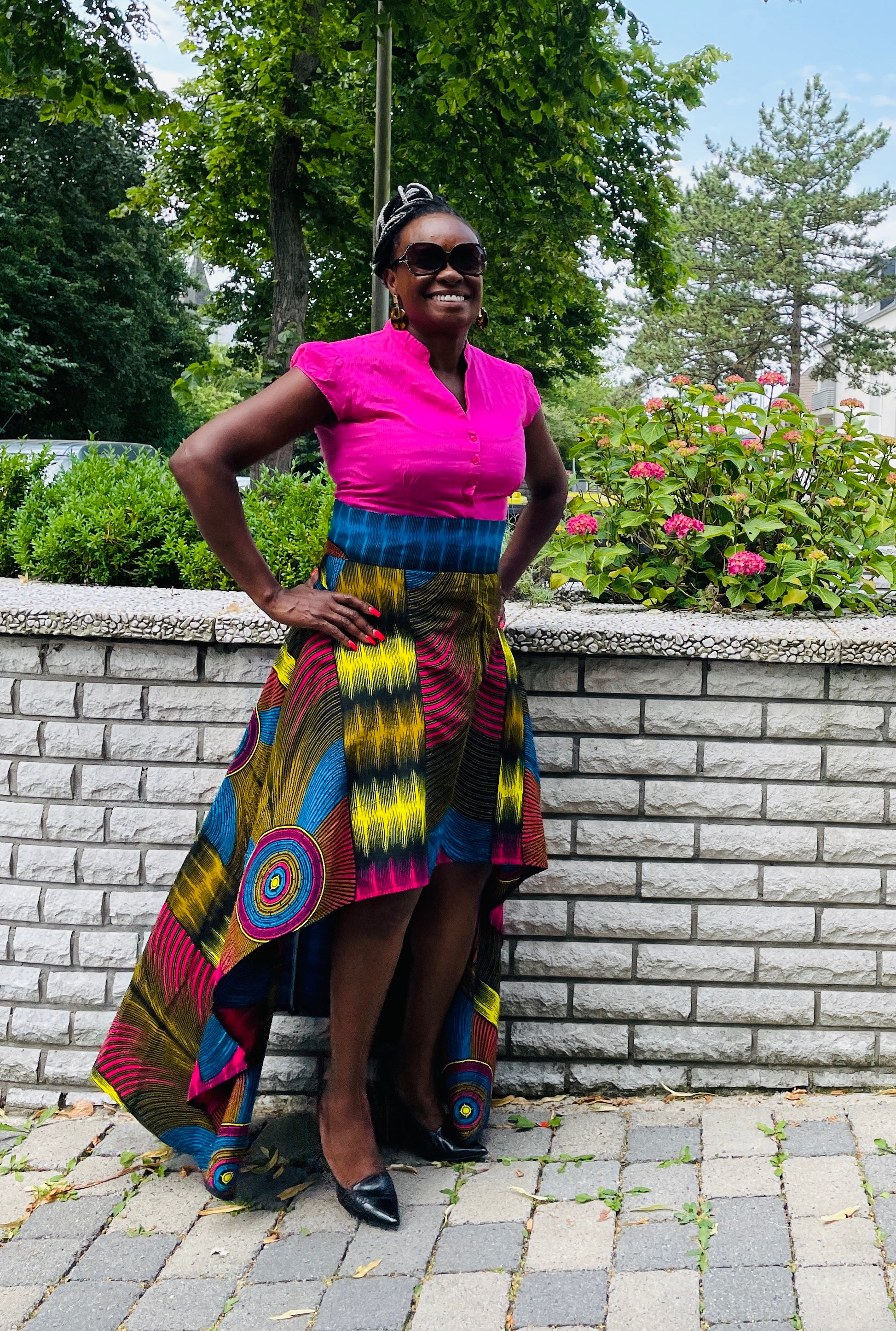 African print skirt and clearance top